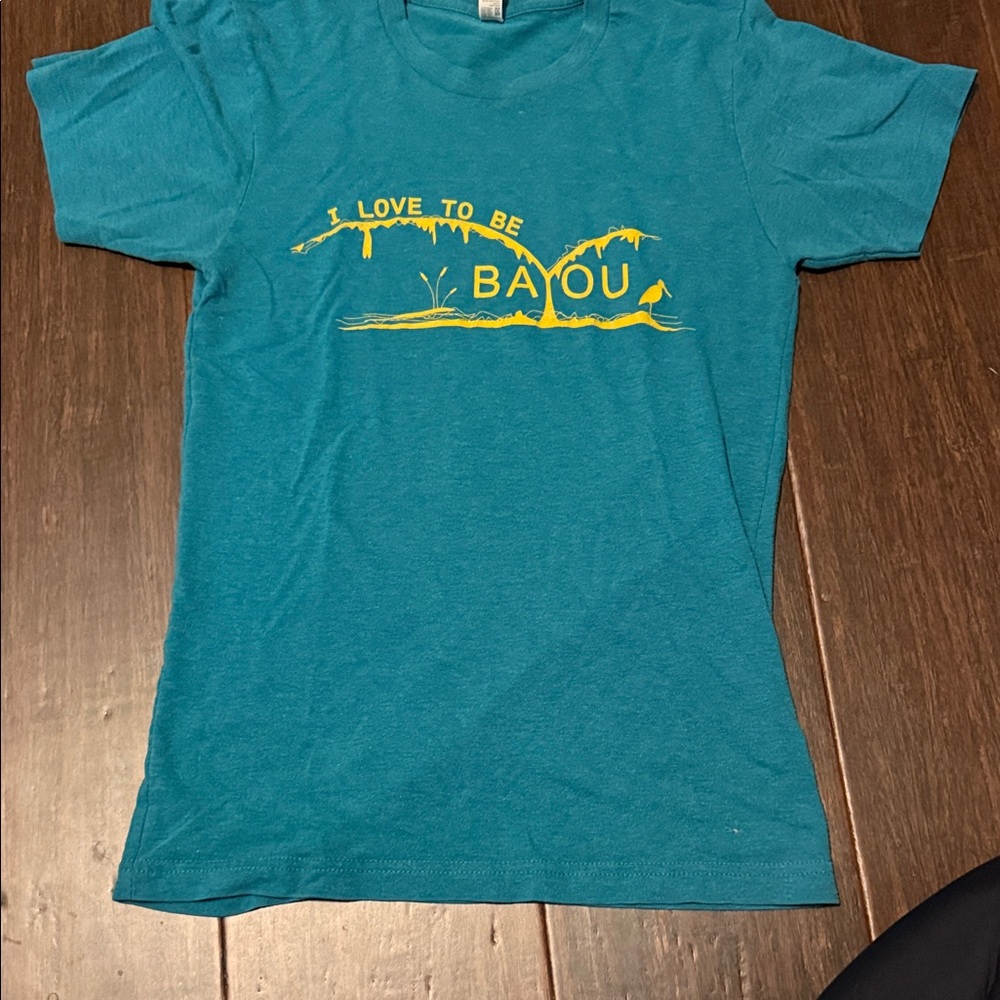American Apparel Teal Crewneck T-Shirt with Tag Detail